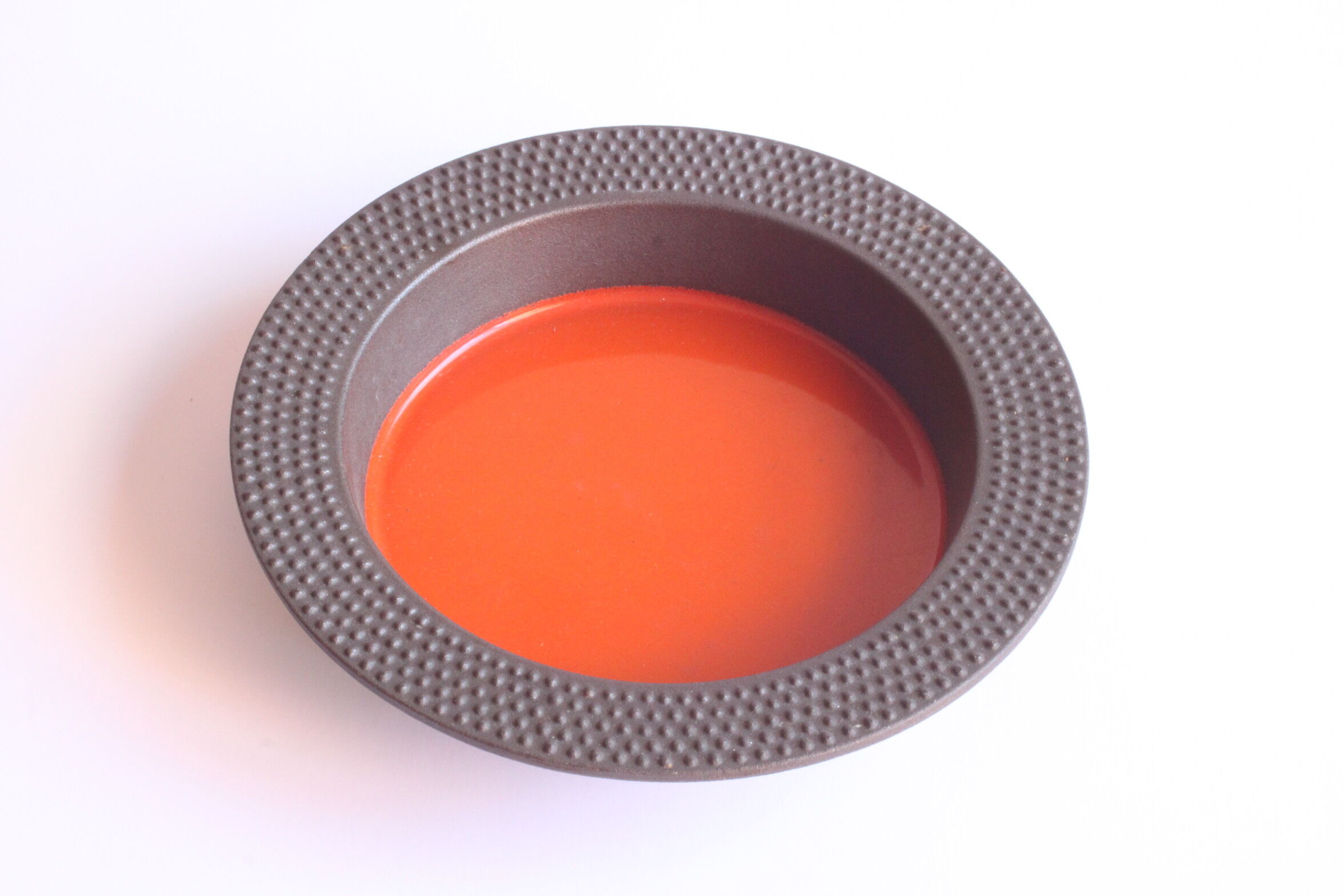 Red castiron enamelled vide poche bowl by Laurids Lonborg, Denmark 1960s