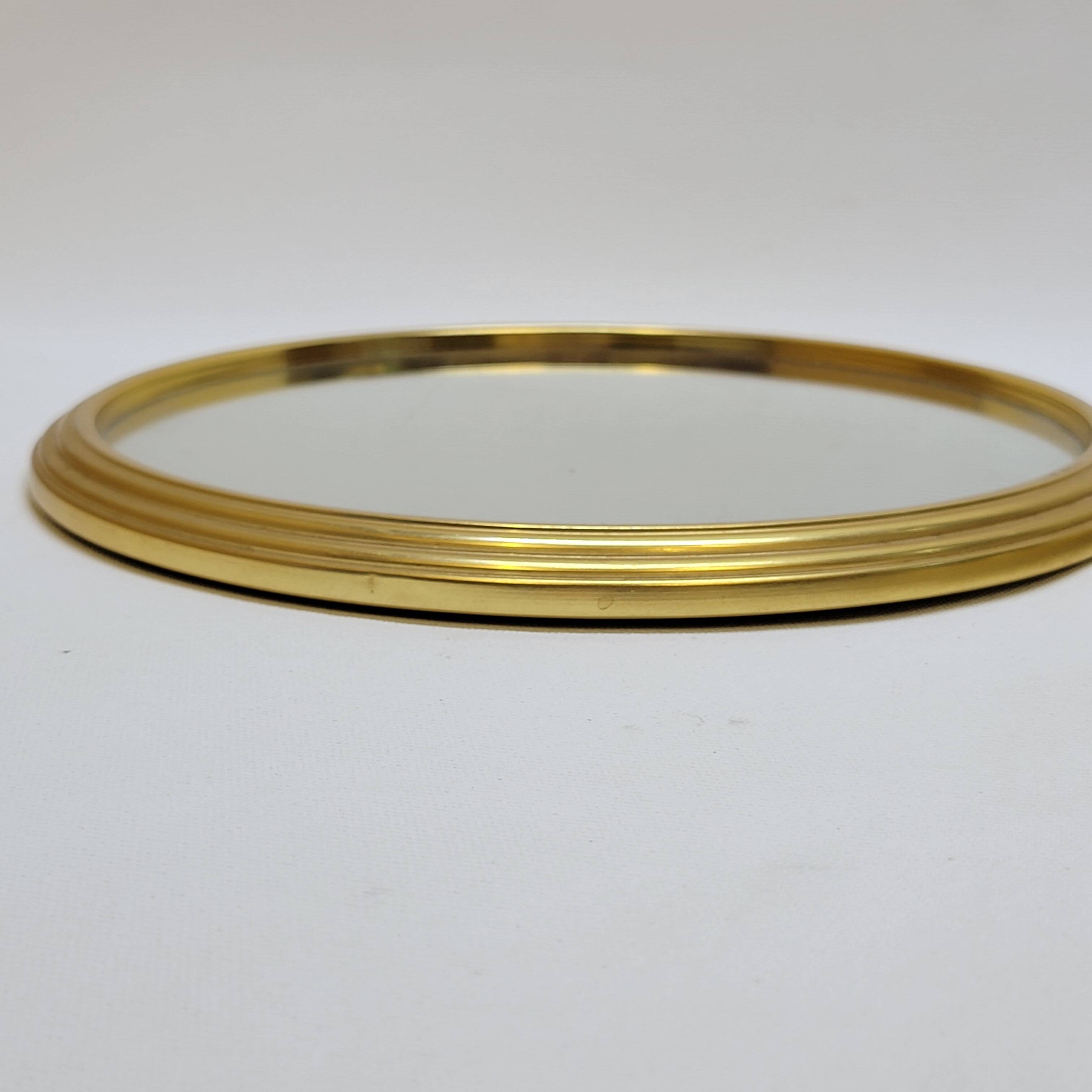 2 Vintage Mirrored and Gold Aluminum Serving Trays