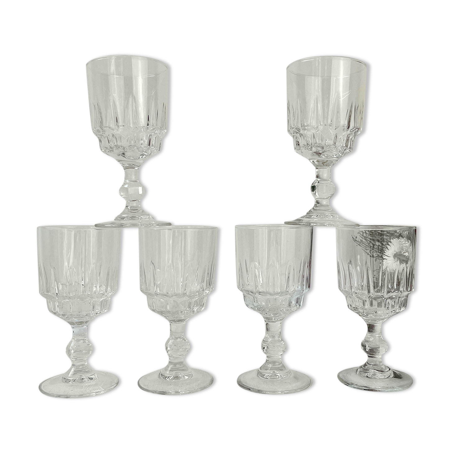 6 verres à vin blanc luminarc modèle lance, 1970 made in france