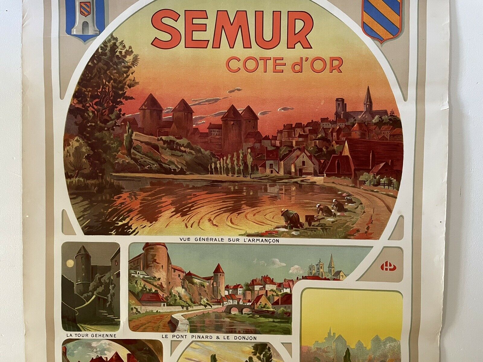Original poster chemin de fer plm - semur en auxois, henri polard