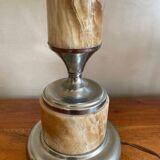Alabaster and silver metal lamp