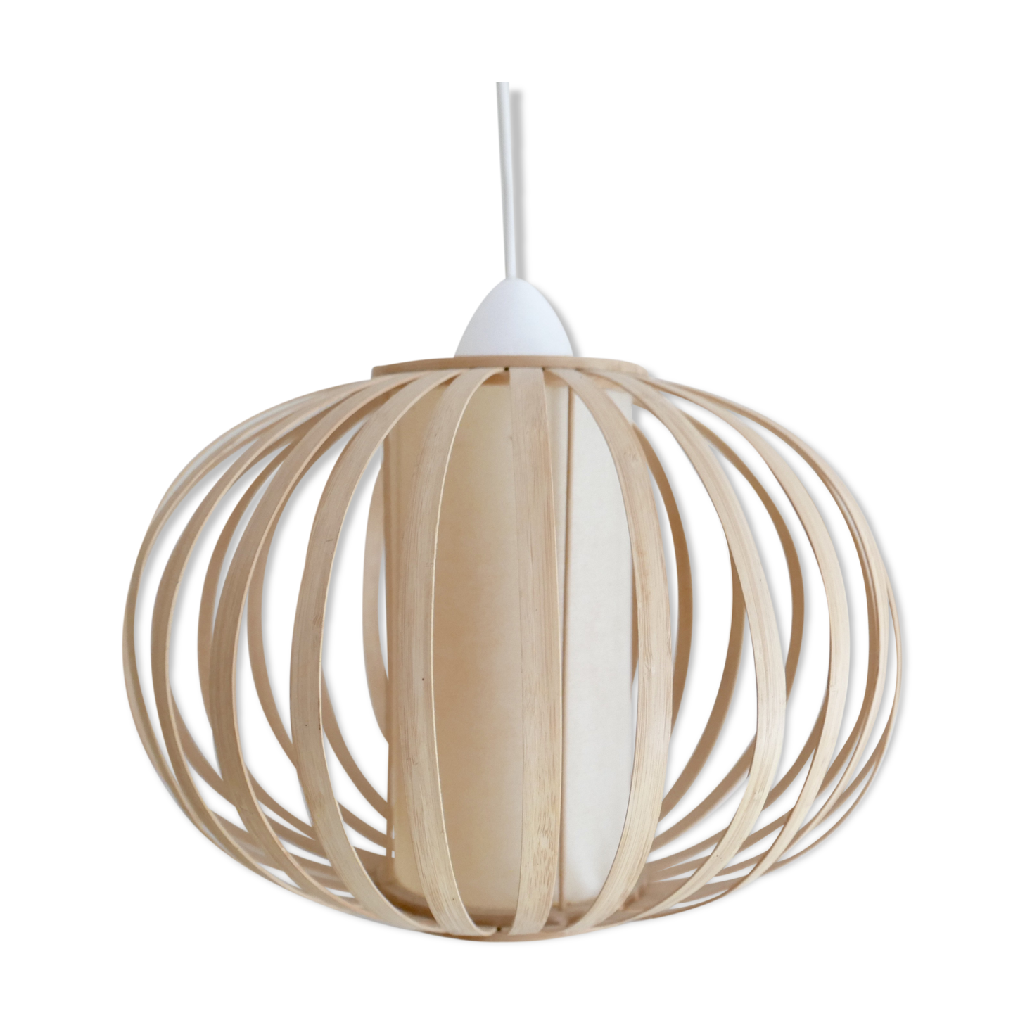 Wooden hanging lamp, scandinavian, 70s