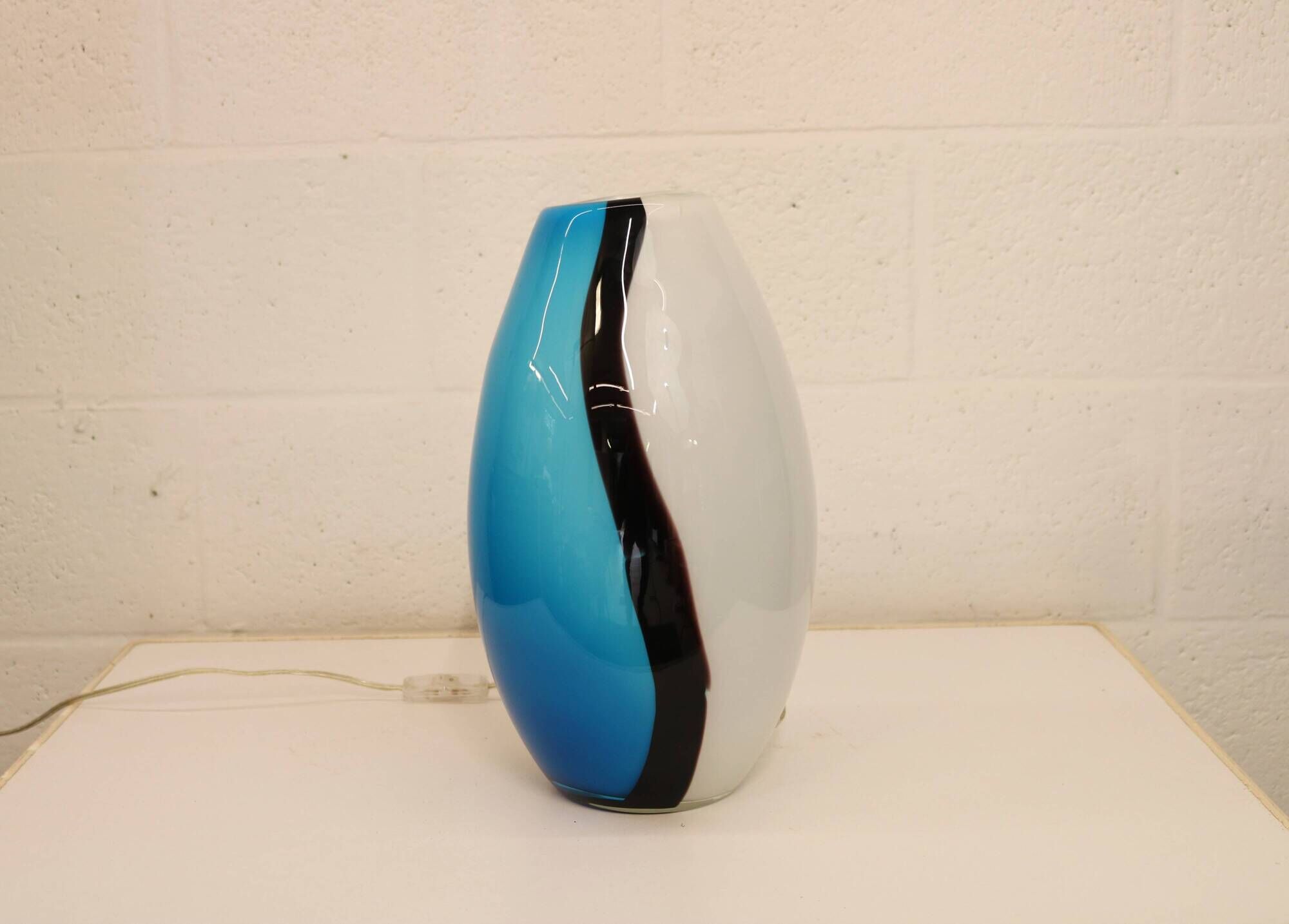 Eglo handblowed glass table lamp - Empori 87756 - Opaline and blue glass