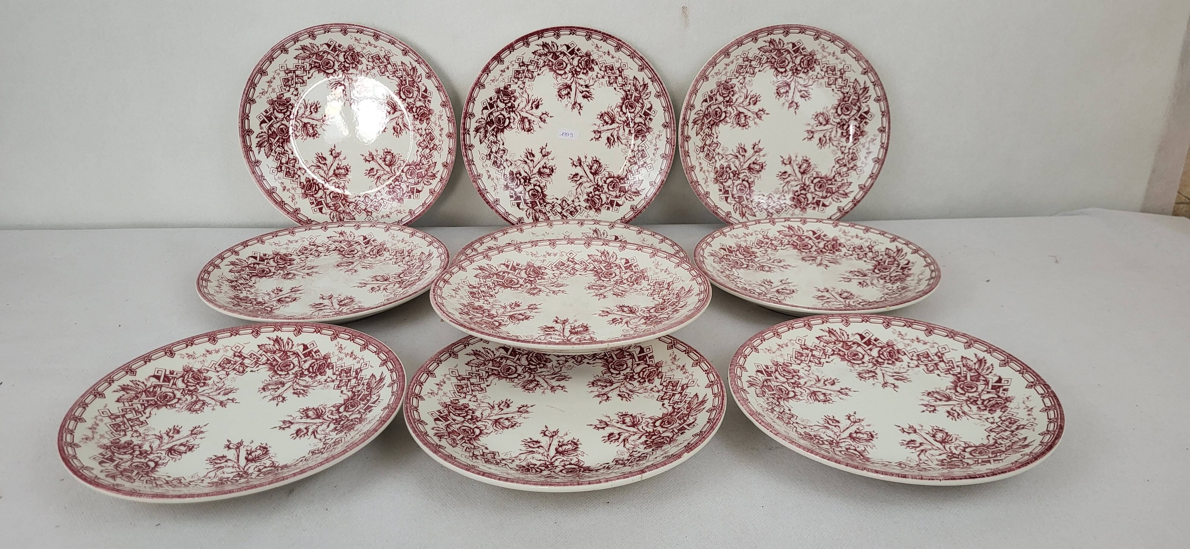 10 Sarreguemines earthenware plates