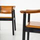 Mid-Century Modern 4 Armchairs in the style of Scarpa, Wood and Leather, Italy, 1960s