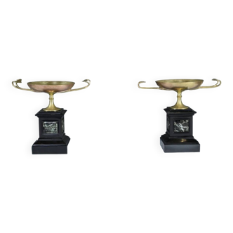 Paire de Cassolettes en Marbre et Bronze – Fin XIXe