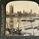 Old photography stereo, stereograph, luxury albumine 1903 Palace of Parliament, London
