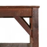 French industrial console table in solid wood, 1920s