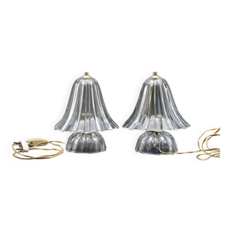 Set of 2 Art Deco Murano glass Barovier e Toso table lamps, 1950