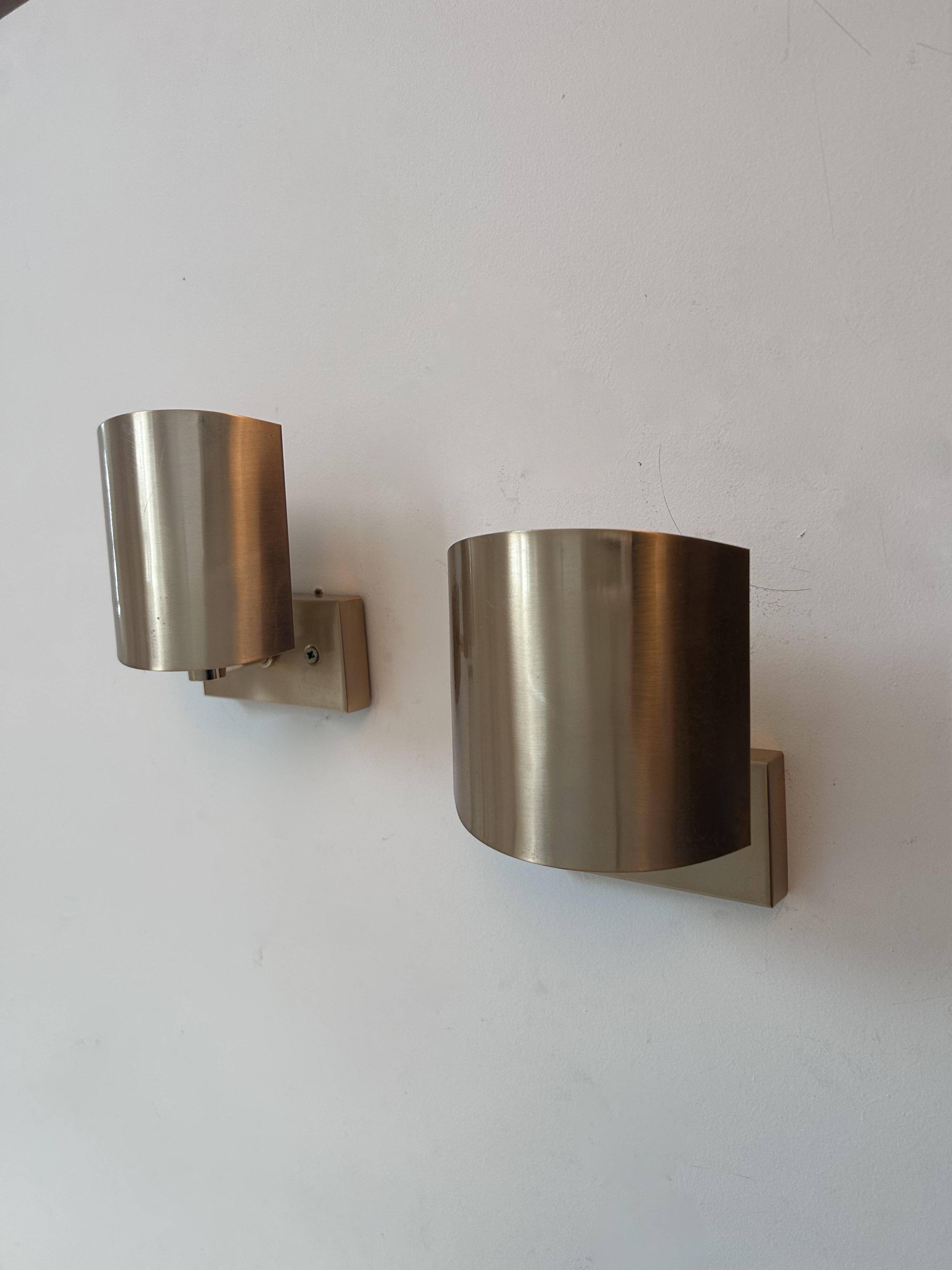 Pair of vintage adjustable wall lights, brass, SCE France 1970