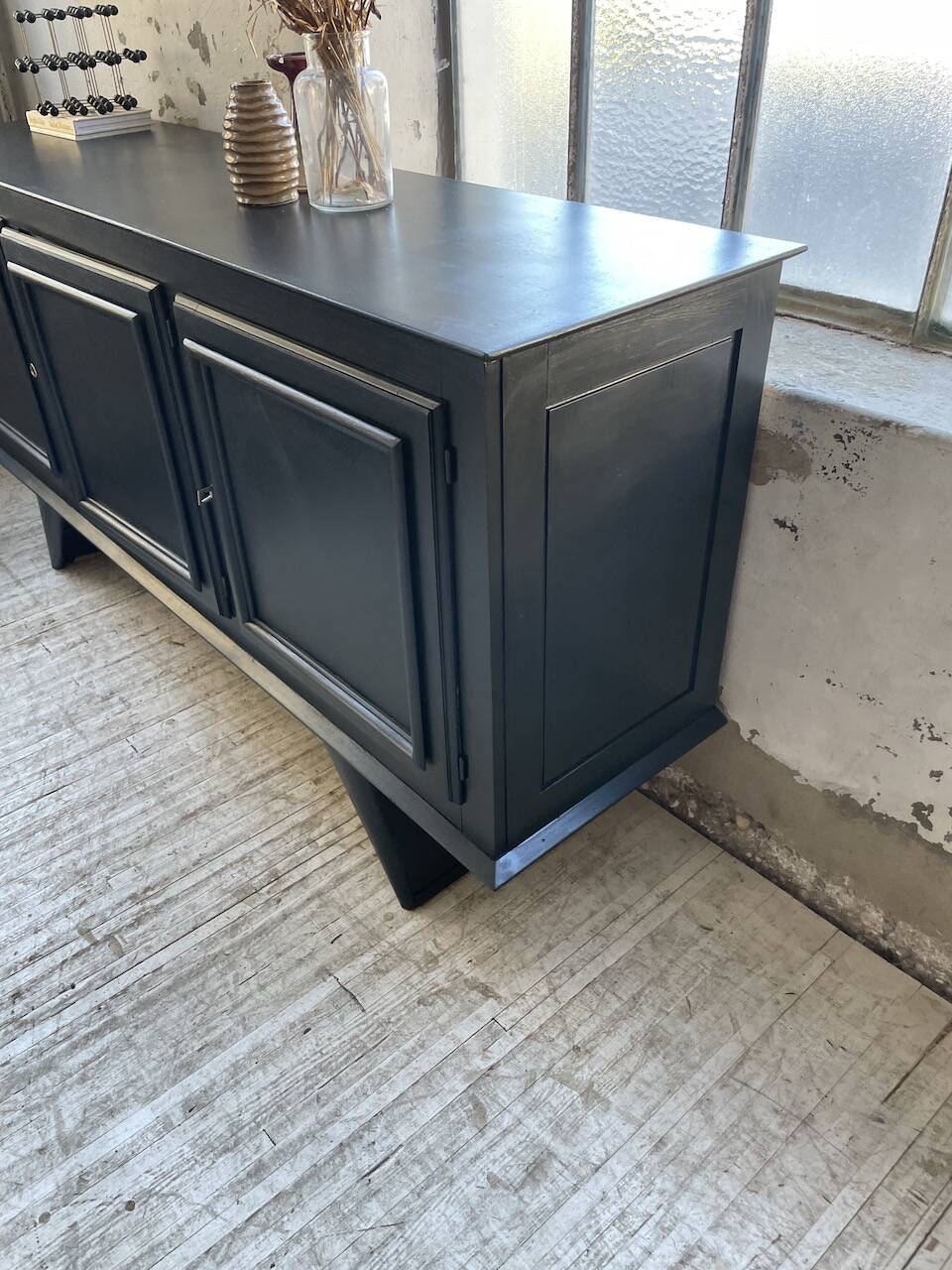 60s brutalist black sideboard