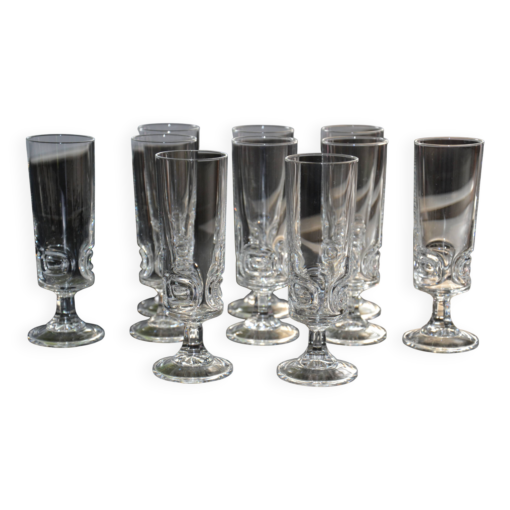 10 crystal champagne flutes