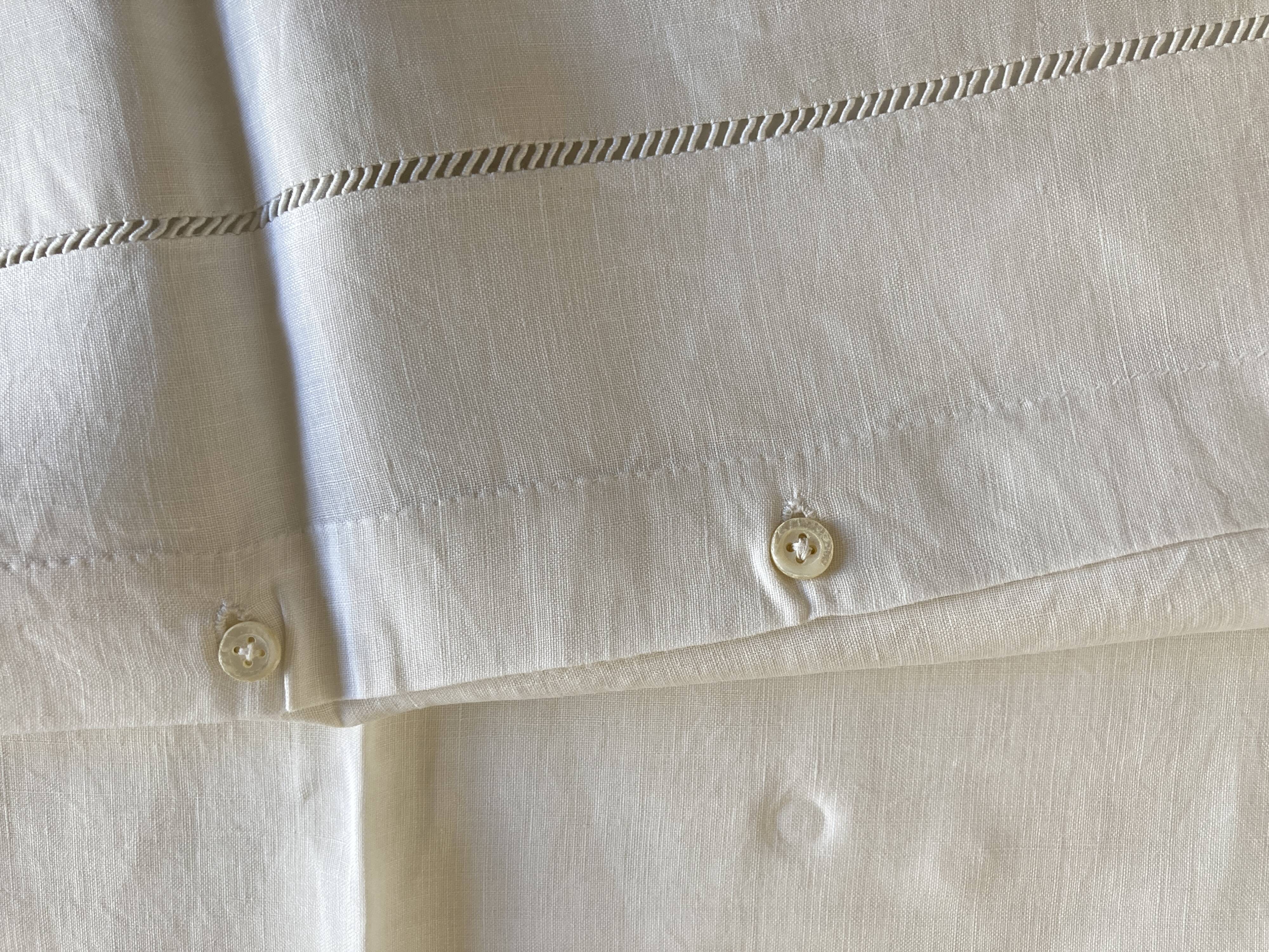 Pair of embroidered linen yarn pillowcases BE