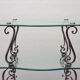 Mid-century two-tier coffee table in chromed brass and crystal