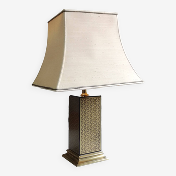 Pagoda lamp with square base and fabric lampshade 1970