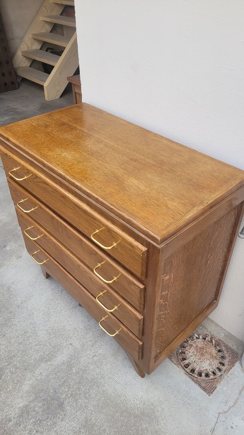 Commode vintage 1950 pieds compas 4 tiroirs