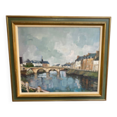 oil painting signed jp le bras painter of the navy port breton view from the p