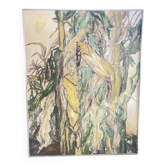 Morokoshi I (Maïs I) par Miyazaki Kumiko, grande peinture à l'huile japonaise, 1930-1940.