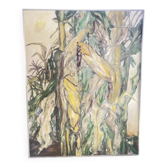 Morokoshi I (Corn I) by Miyazaki Kumiko large Japanese oil painting, 1930-1940