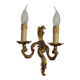 Stylish Vintage French Bronze Double Wall Sconce with Acanthus Leaf Detail