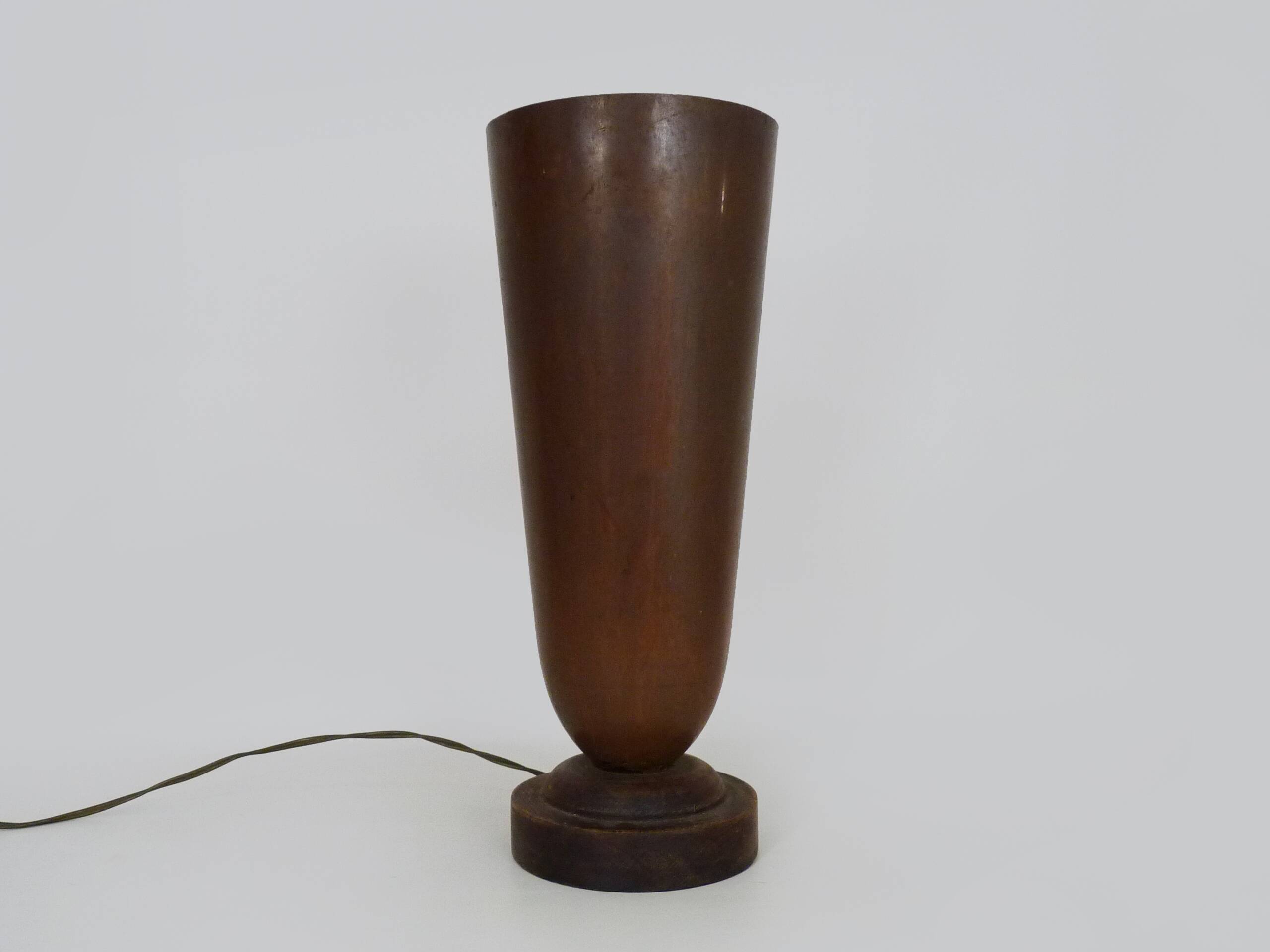 Large Art Deco Basin Lamp 1930 copper and wooden base