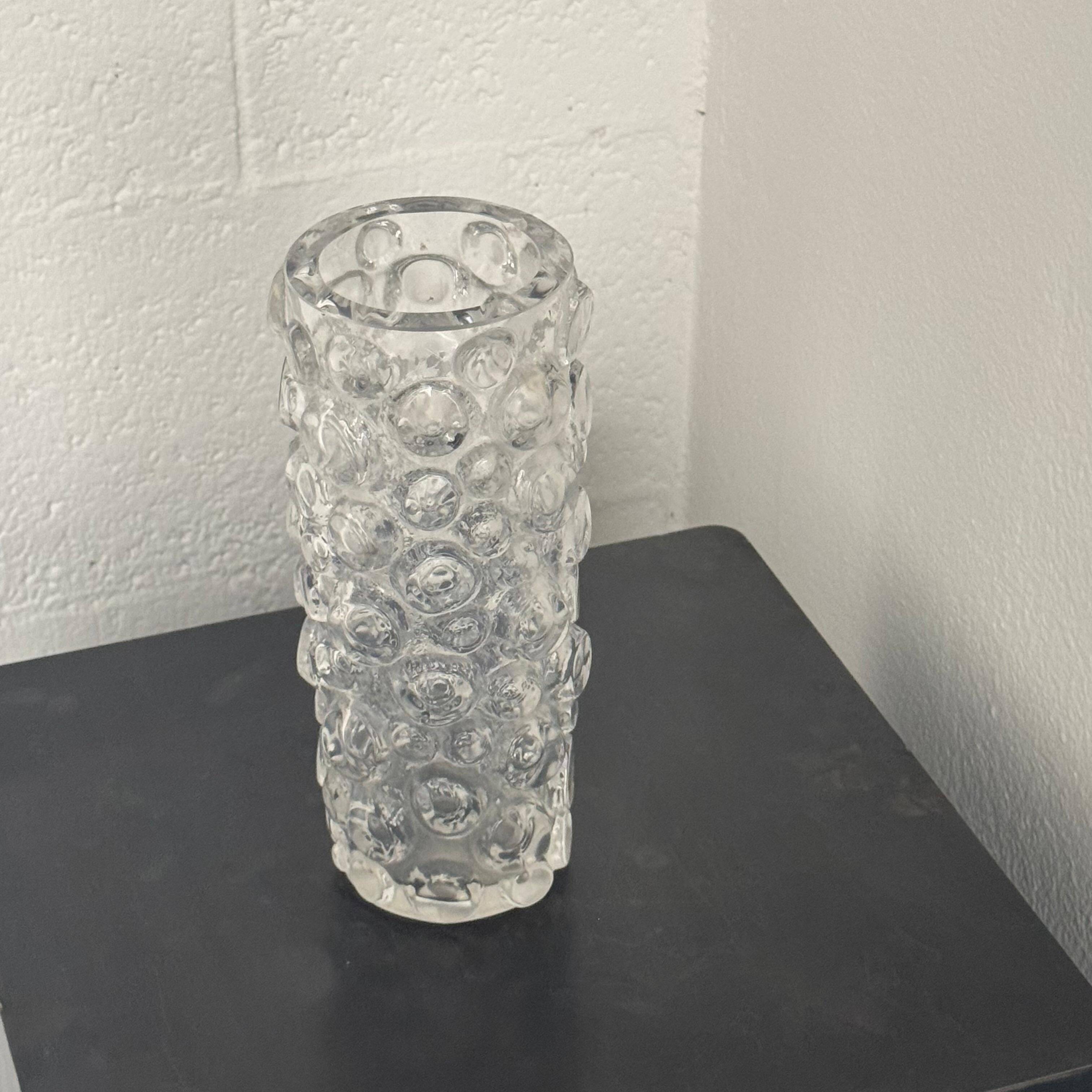 Clear decorative Vase sculpture with spikes, glass vase