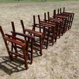 Lot of 6 foldable chairs in solid teak Roland Vlaemynck