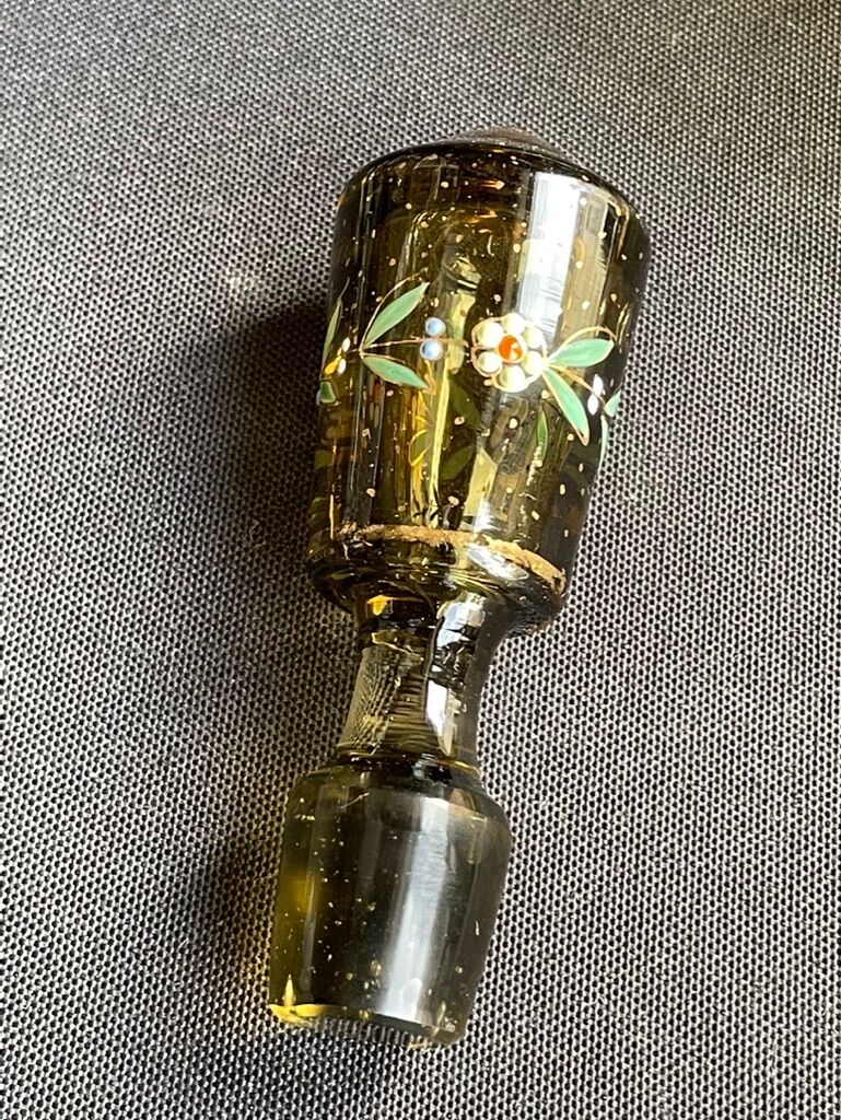 Amber crystal enamel and gilded liquor service