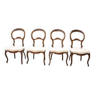 Chaises De Salle à Manger En Noyer, XIXe Siècle