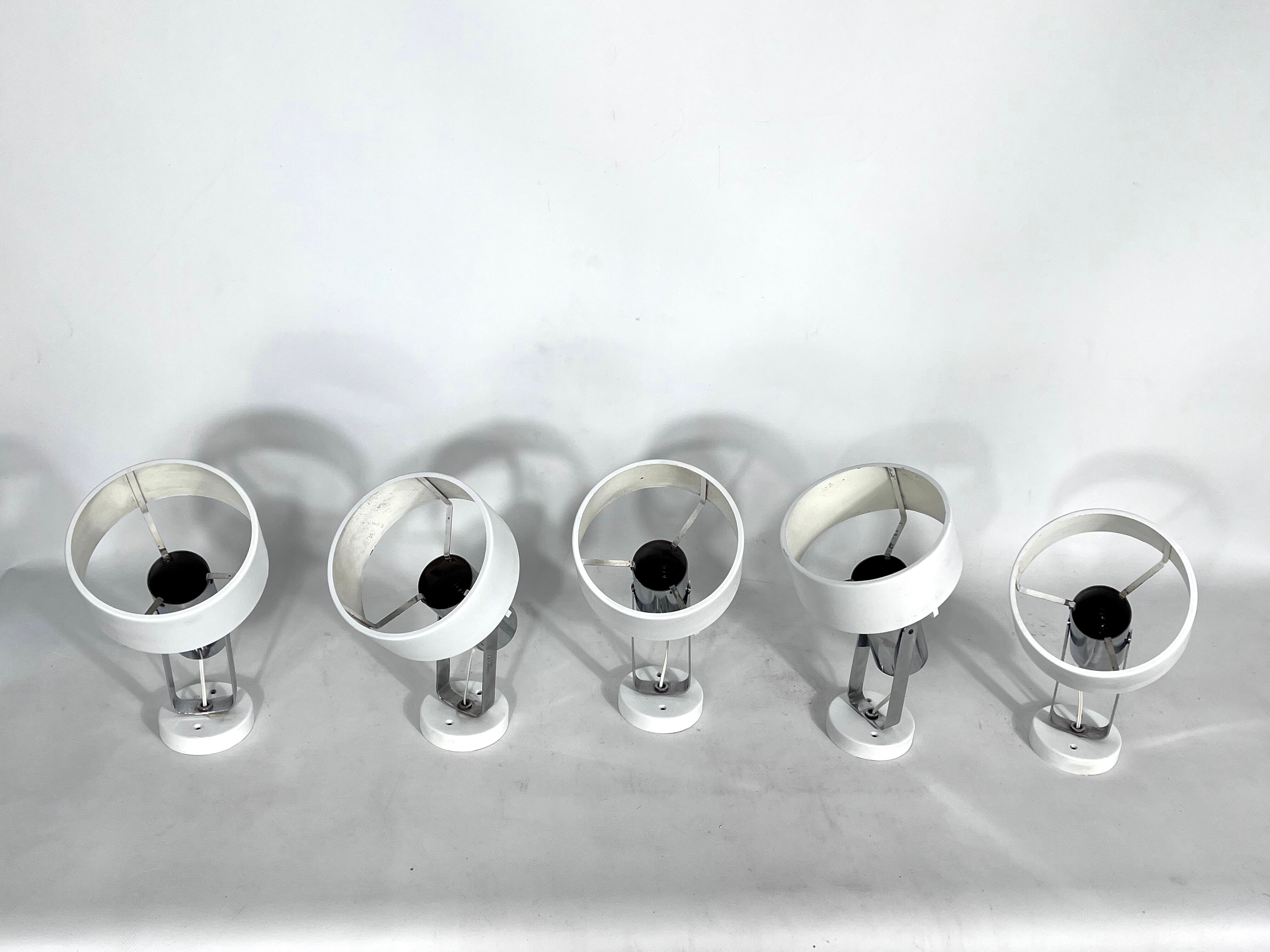Stilnovo Milano, set of five orientable wall lights from 50s