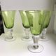 Set of 4 wine glass bubbled glass of Biot green 70s