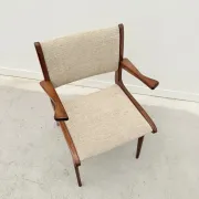 Chaise avec accoudoirs en teck et tissu, 1950