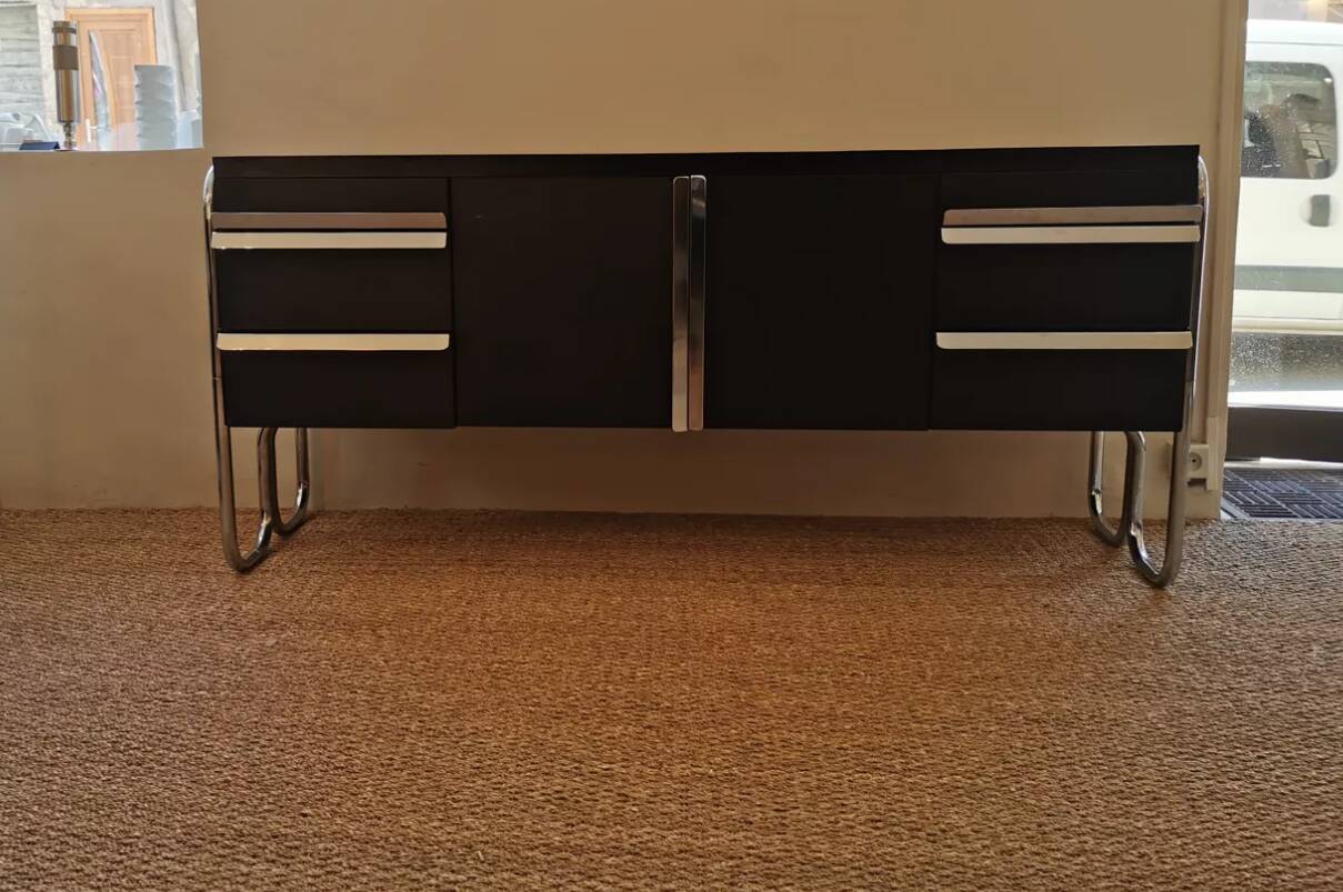 Vintage Bauhaus style metal sideboard from the 1970s