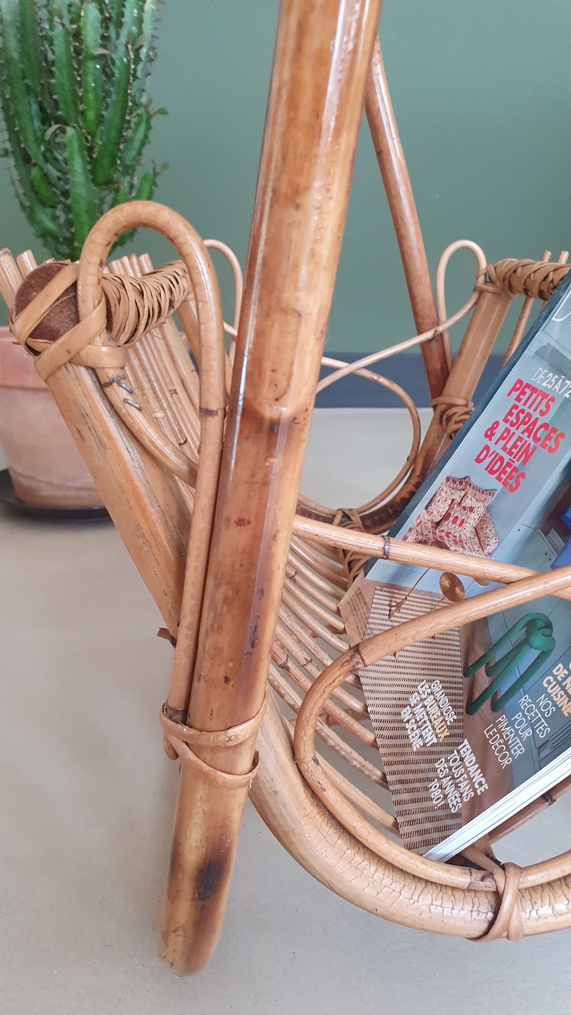 Rattan magazine holder, 1960