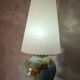 large glazed blue green ceramic lamp signed palm tree 1970, h75x20 light trace lampshade