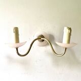 Pair of double pink glass wall lights