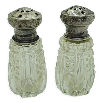 Crystal and silver salt and pepper set
