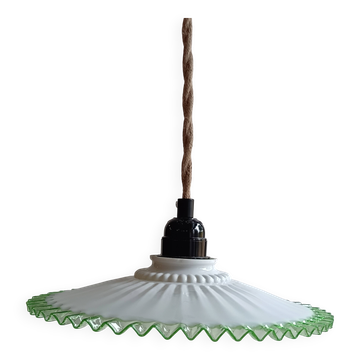 Lampe baladeuse suspension en verre vert et blanc