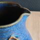 Vintage Blue Stoneware Jug with Grape Cluster Pattern, Ceramic Vase