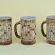 Set de 3 mugs Atelier du Vieux Moulin à décor de quadrillage