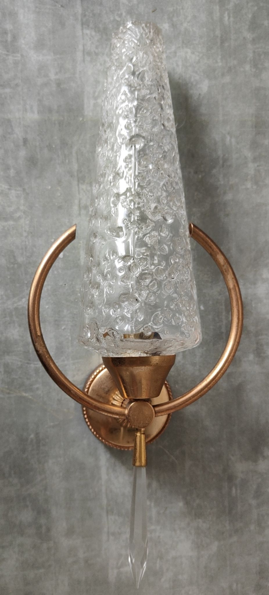 Paire appliques verre et métal doré