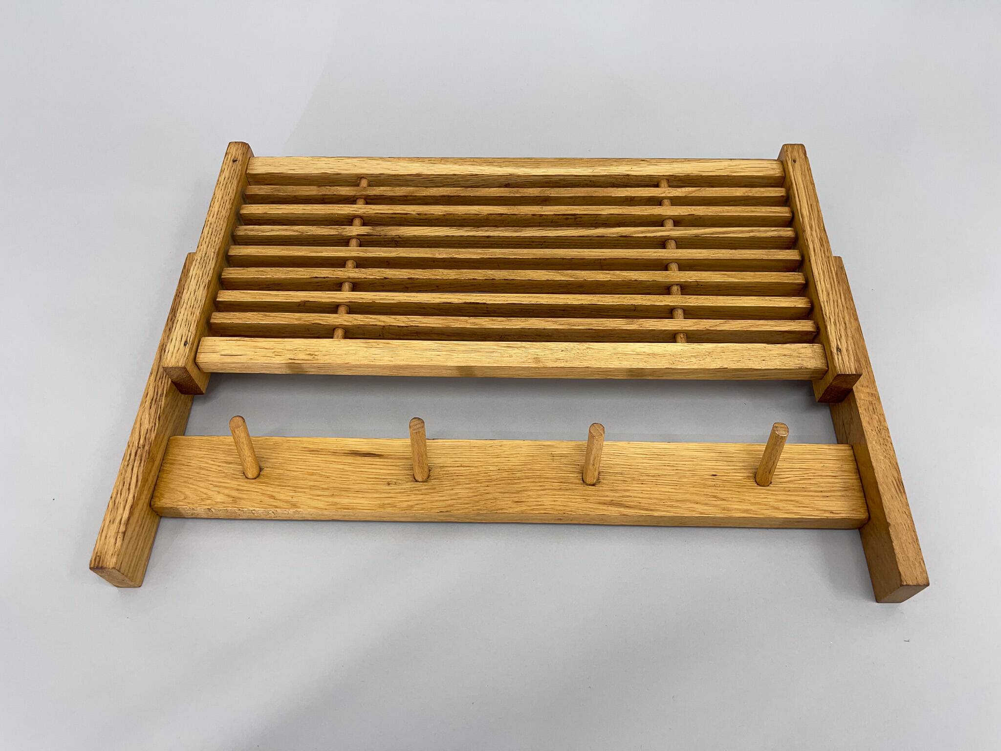 Mid-century Coat Hanger with Folding Shelf, Czechoslovakia