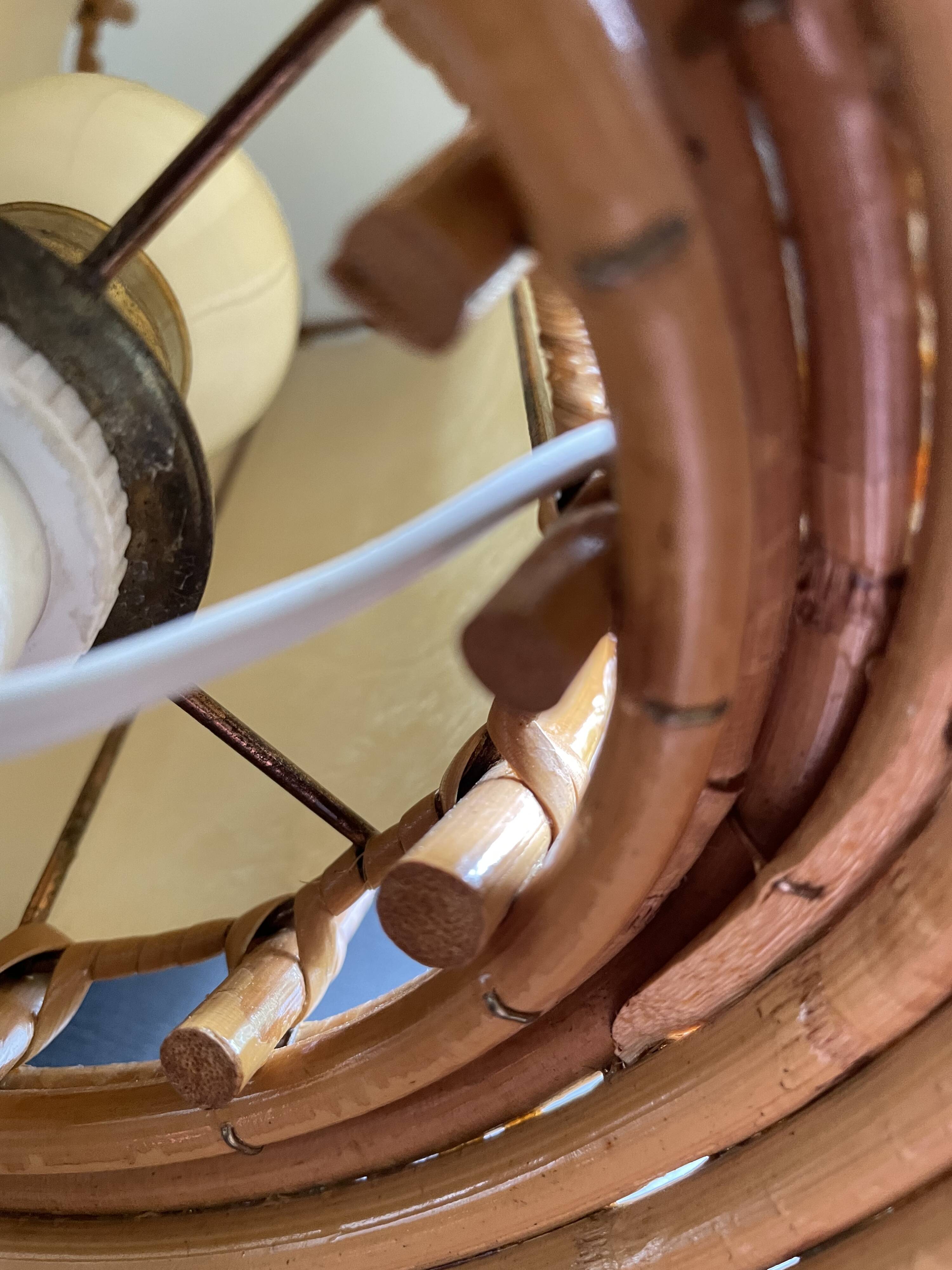 Rattan and bamboo lamp by Louis Sognot 1960