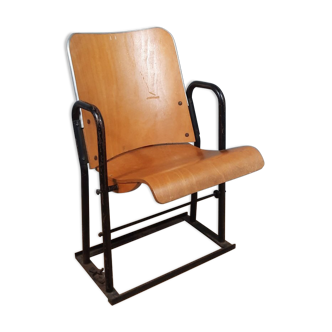 Vintage folding seat in wood and iron N°11