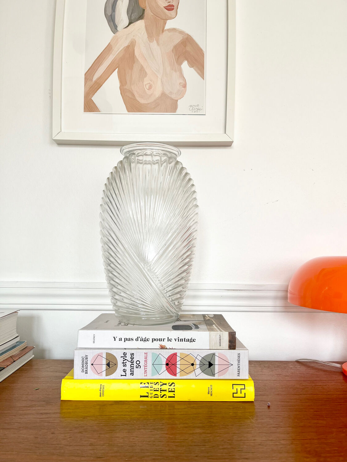 Vintage draped glass vase