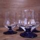 4 vintage aperitif glasses with blue stems, France 1940.