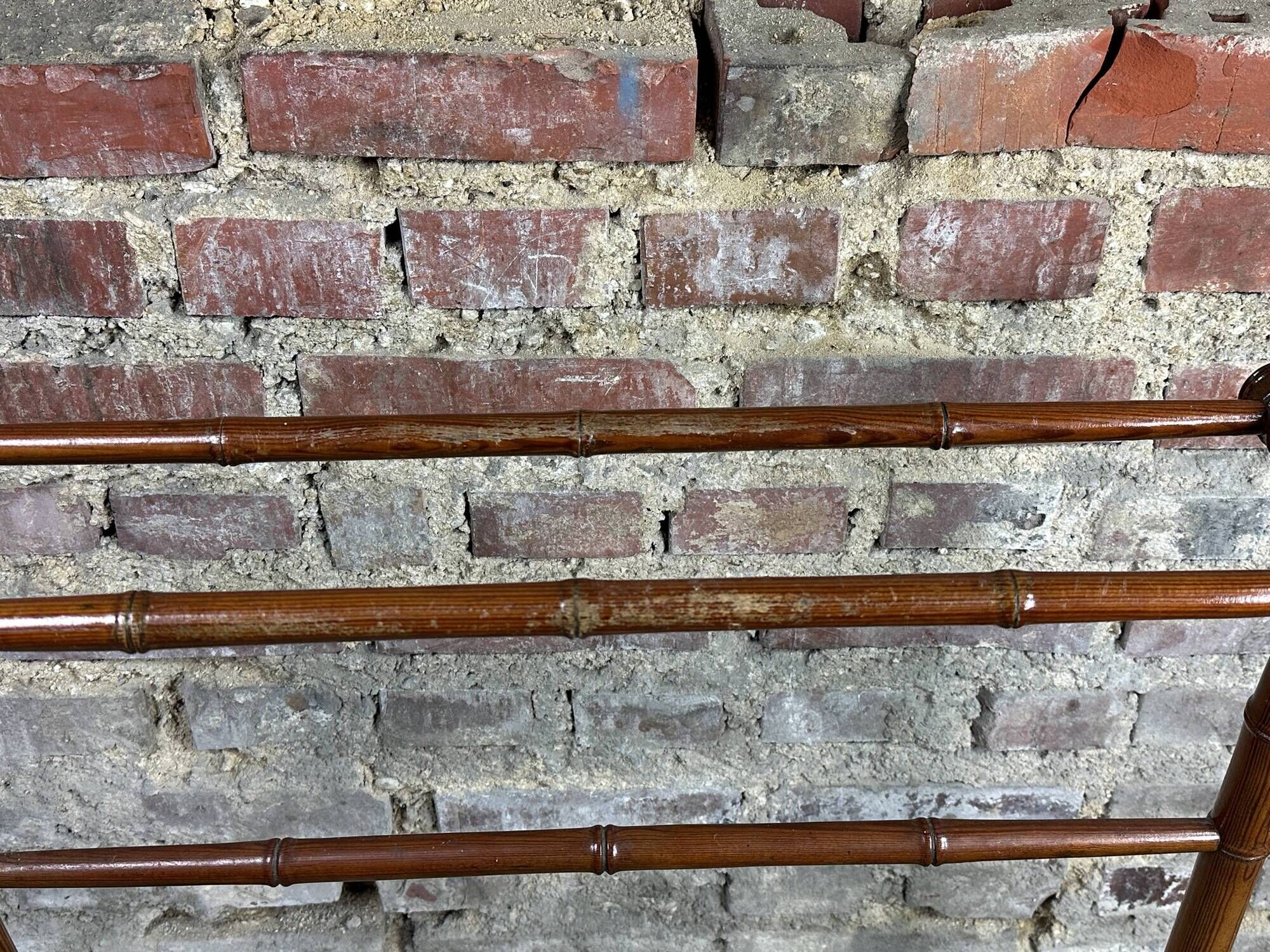 1900s bamboo style wooden towel rack