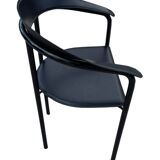 Set of 5 chairs from the 80s, in imitation leather, Italian design, Bauhaus style.