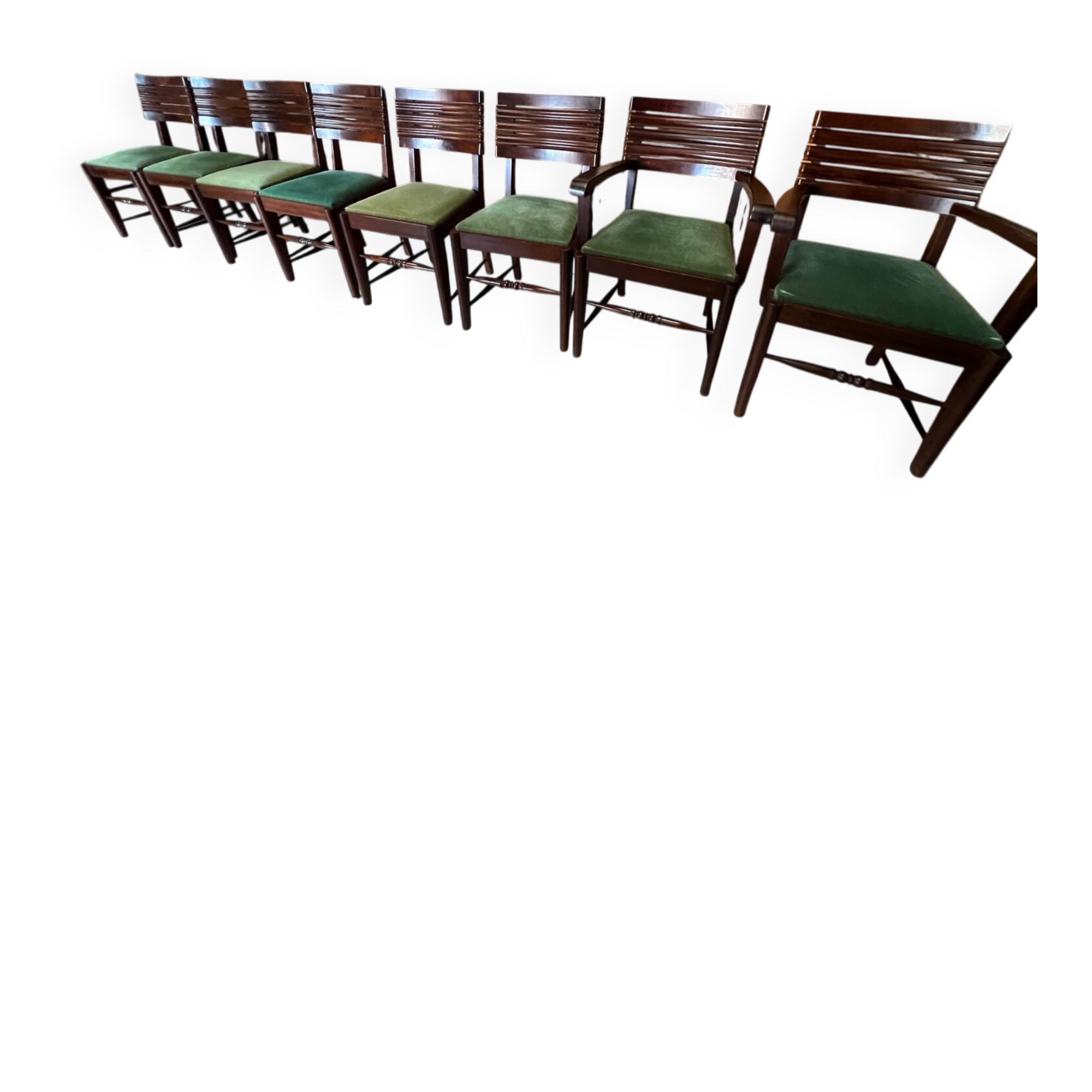 Set of 6 chairs and 2 armchairs by Gaston Poisson