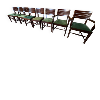 Série de 6 chaises et 2 fauteuils Gaston Poisson